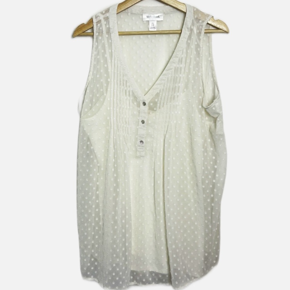 Motherhood Maternity Swiss dot blouse L